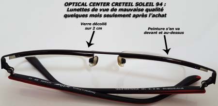 Lunettes mauvaise qualité Optical Center