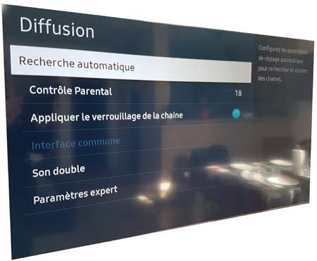 SAMSUNG TV 65 POUCES RECHERCHE AUTOMATIQUE TNT